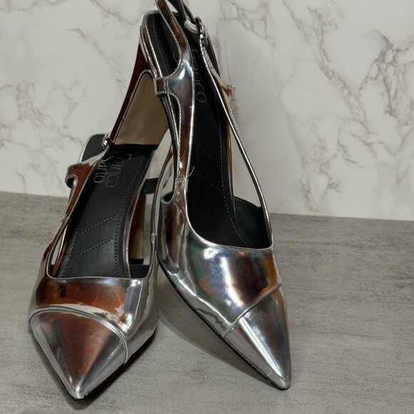 NEW! Franco Sarto "Amina," Silver Slingbacks - Picture 2 of 10